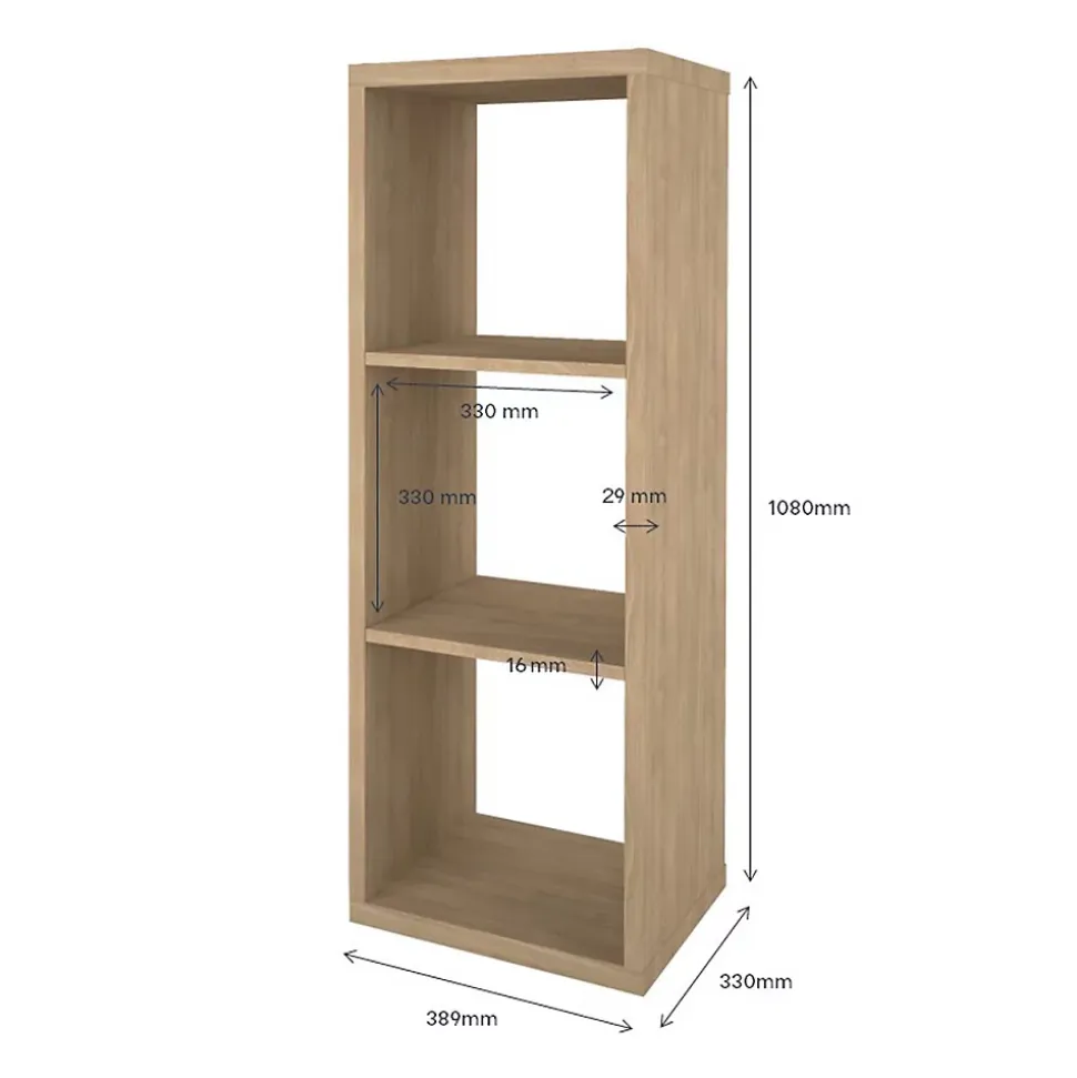 Étagère modulable 3 cubes GoodHome Mixxit effet chêne l. 38,9cm x H. 108cm