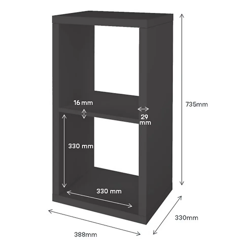 Étagère modulable 2 cubes GoodHome Mixxit anthracite l. 38,8 x H. 73,5 cm