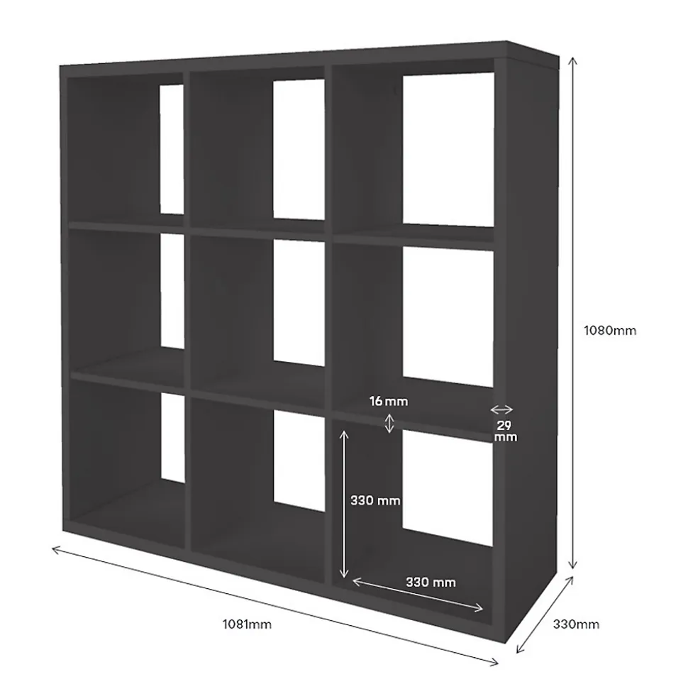 Étagère modulable 9 cubes GoodHome Mixxit anthracite l. 108,1cm x H. 108cm