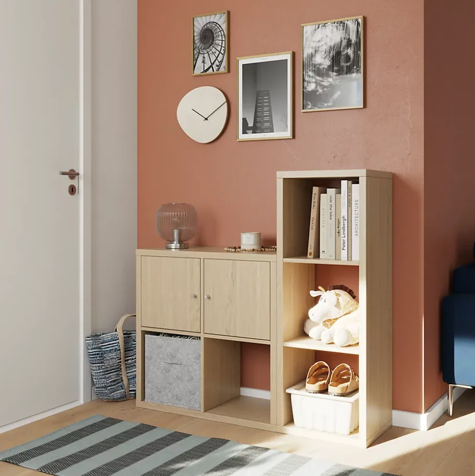Étagère modulable 4 cubes GoodHome Mixxit effet chêne l. 73,5cm x H. 73,4cm