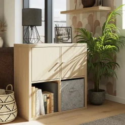 Étagère modulable 4 cubes GoodHome Mixxit effet chêne l. 73,5cm x H. 73,4cm