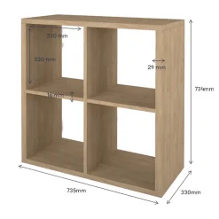 Étagère modulable 4 cubes GoodHome Mixxit effet chêne l. 73,5cm x H. 73,4cm