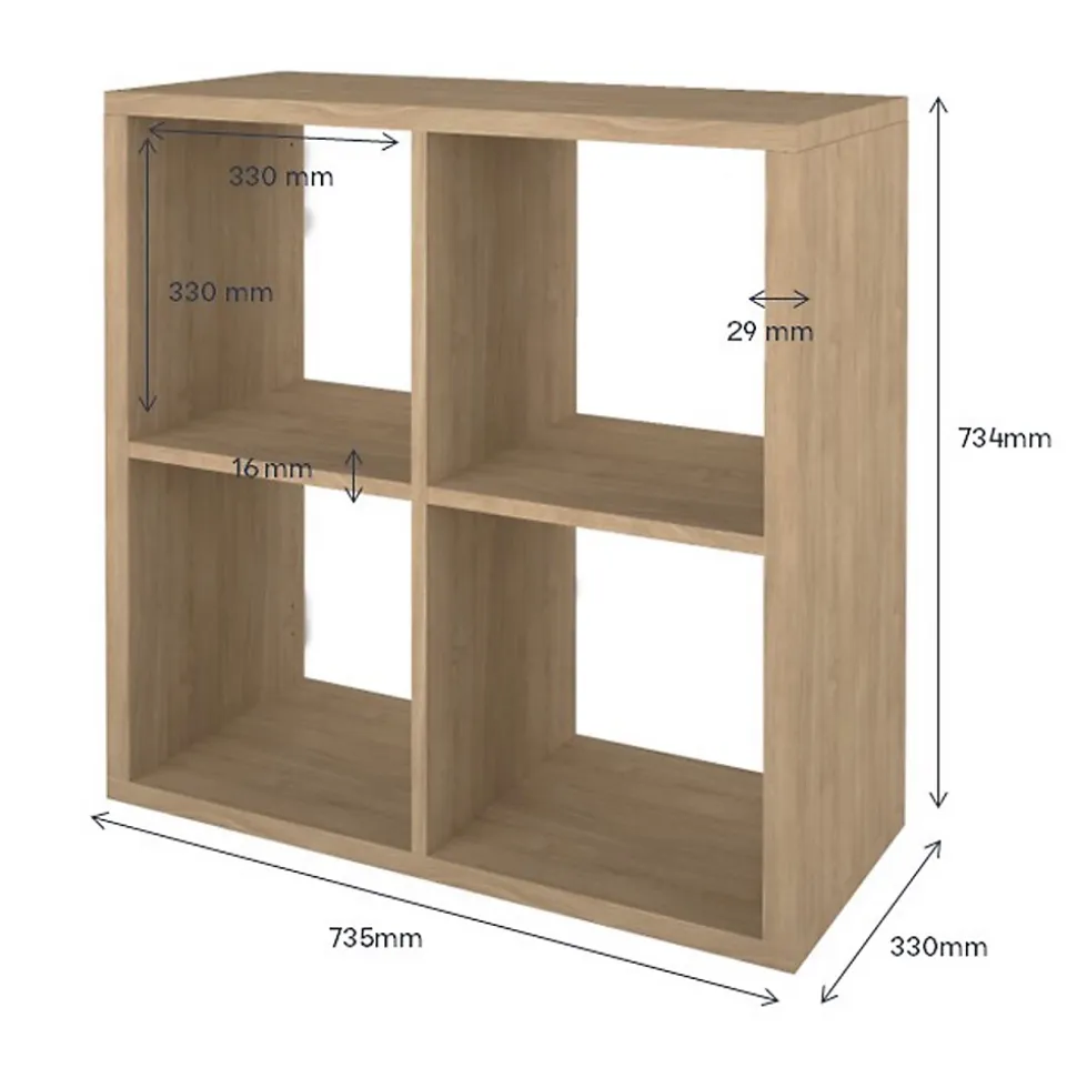 Étagère modulable 4 cubes GoodHome Mixxit effet chêne l. 73,5cm x H. 73,4cm
