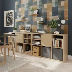 Étagère modulable 4 cubes GoodHome Mixxit effet chêne l. 73,5cm x H. 73,4cm