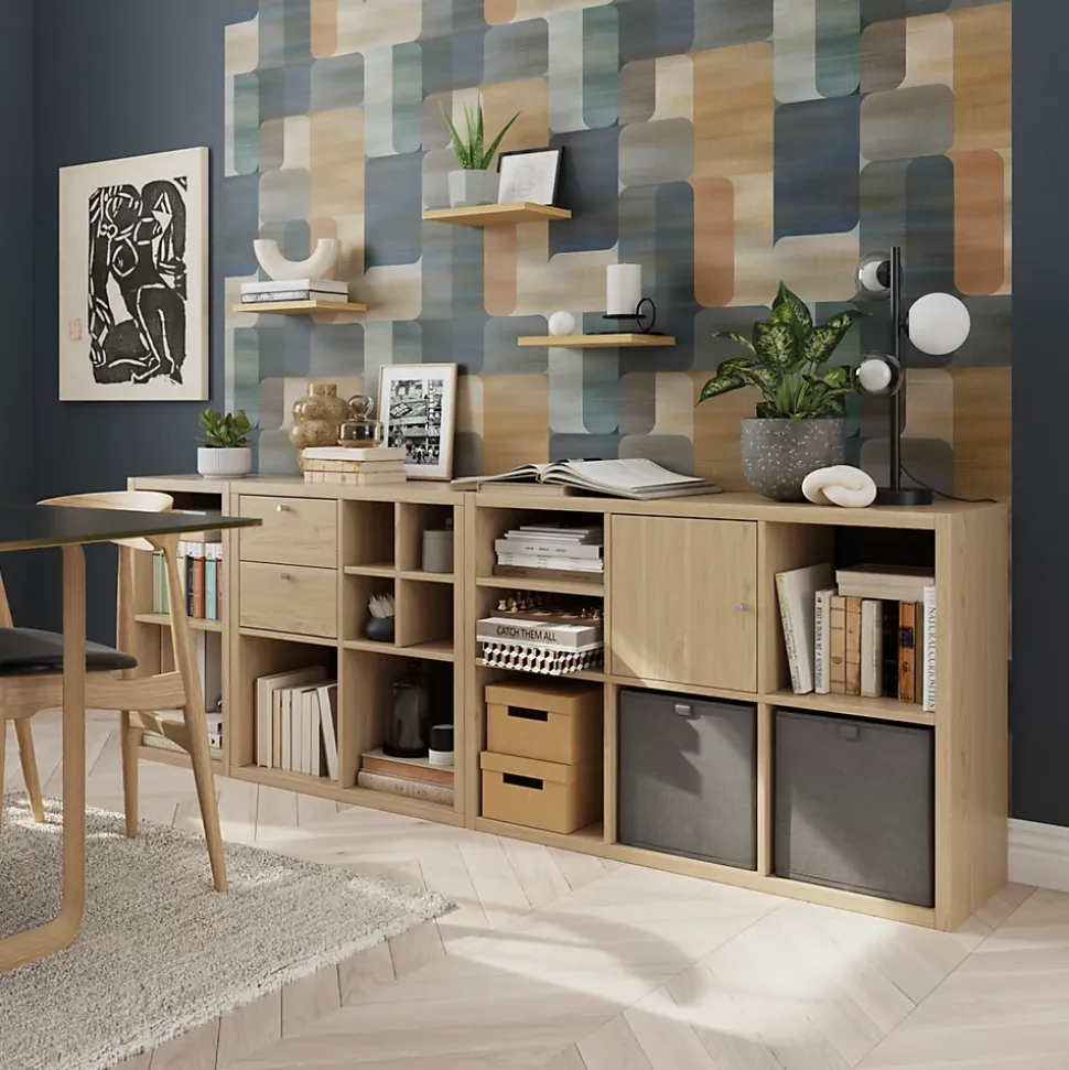 Étagère modulable 4 cubes GoodHome Mixxit effet chêne l. 73,5cm x H. 73,4cm