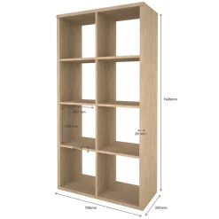 Étagère modulable 8 cubes GoodHome Mixxit effet chêne l. 73,5cm x H. 142,6cm