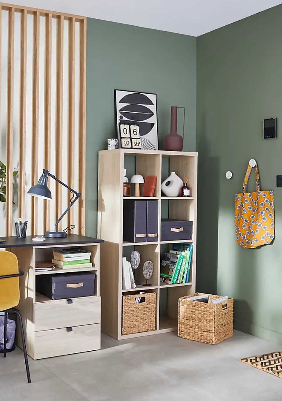 Étagère modulable 8 cubes GoodHome Mixxit effet chêne l. 73,5cm x H. 142,6cm