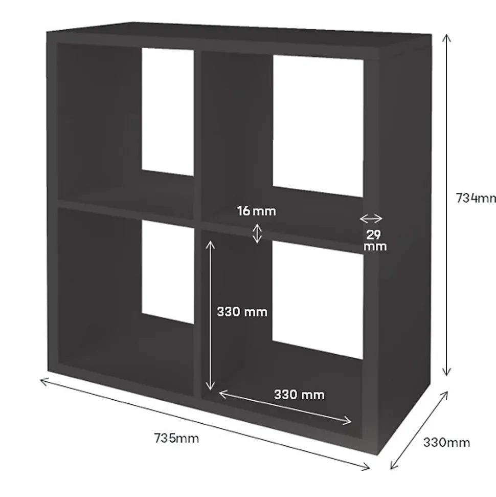 Étagère modulable 4 cubes GoodHome Mixxit anthracite l. 73,5cm x H. 73,4cm