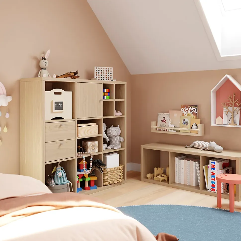 Étagère modulable 9 cubes GoodHome Mixxit effet chêne l. 108,1 x H. 108 cm