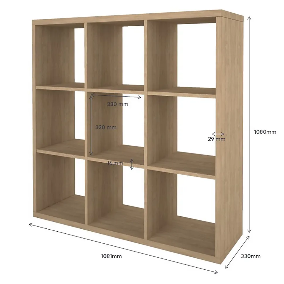 Étagère modulable 9 cubes GoodHome Mixxit effet chêne l. 108,1 x H. 108 cm