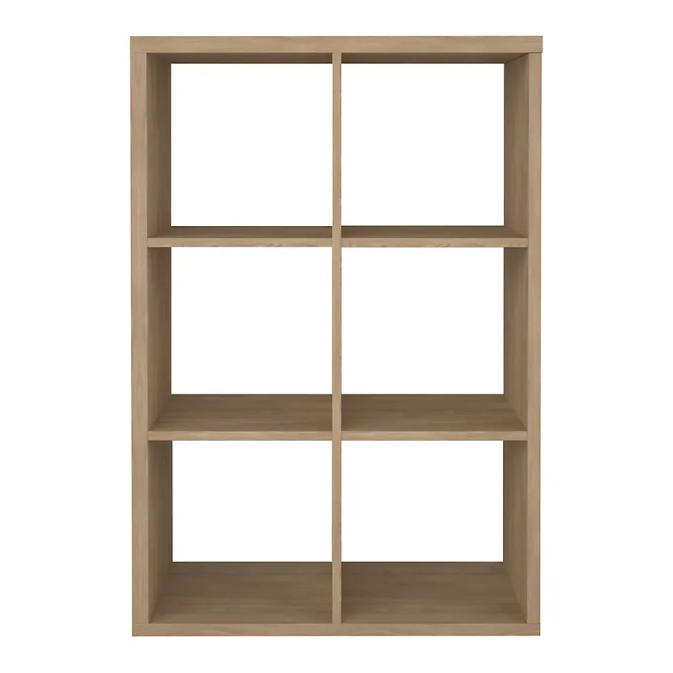 Étagère modulable 6 cubes GoodHome Mixxit effet chêne l. 73,5cm x H. 108cm
