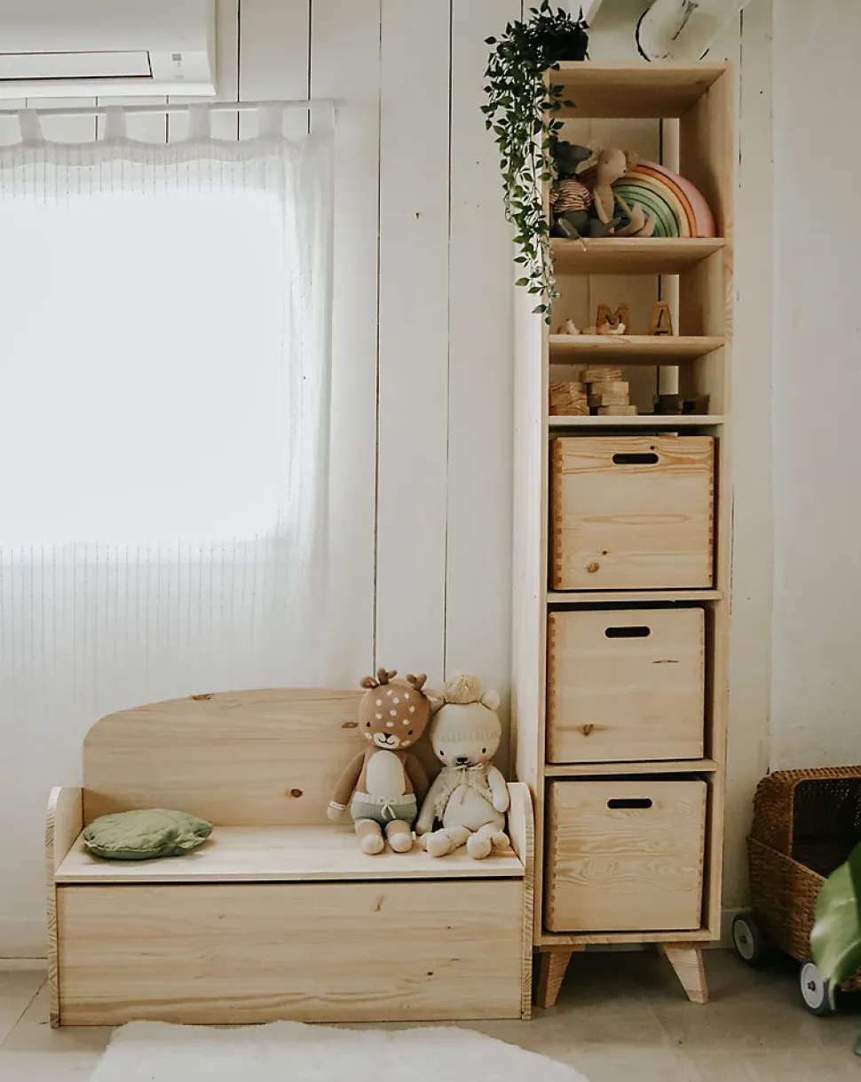 Étagère modulaire Dinamic avec 5 cubes en pin massif 174,6x36,2x33cm
