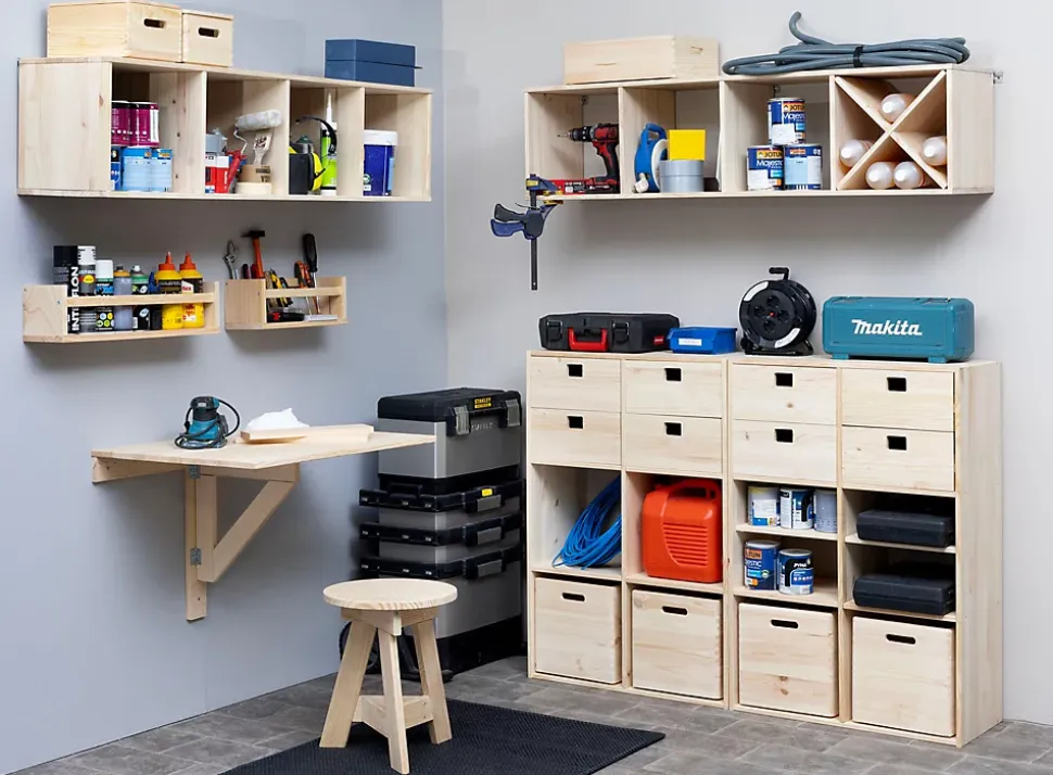 Étagère modulaire Dinamic avec 6 cubes en pin massif 105,4x70,8x33cm