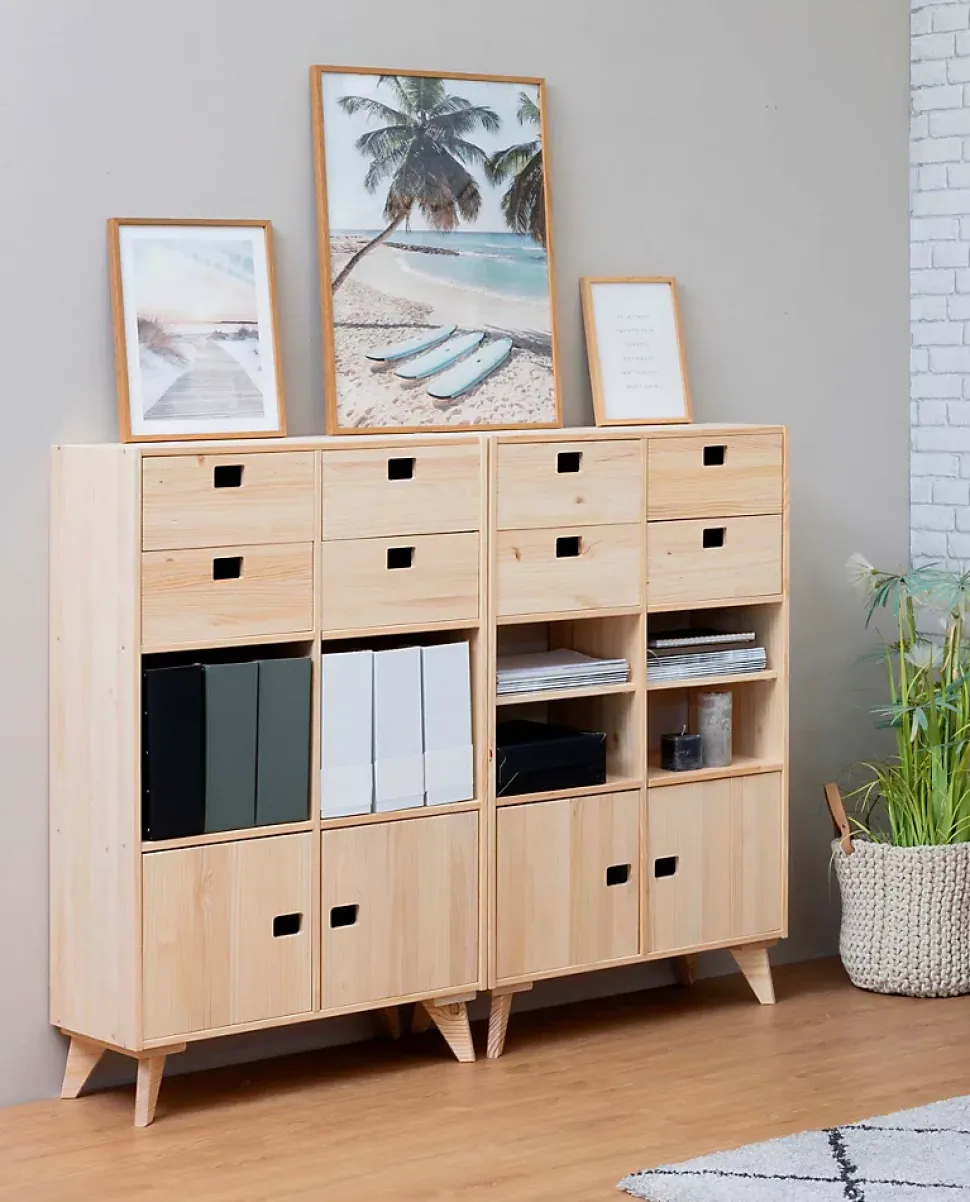 Étagère modulaire Dinamic avec 6 cubes en pin massif 105,4x70,8x33cm