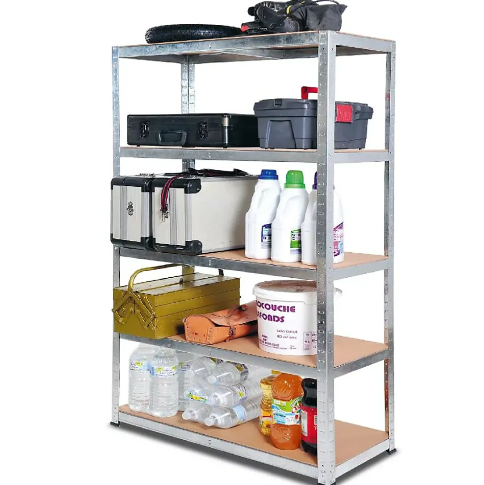 Étagère métal de rangement garage, atelier L.90 x P. 30 x H.180 cm 875 kg avec 5 niveaux