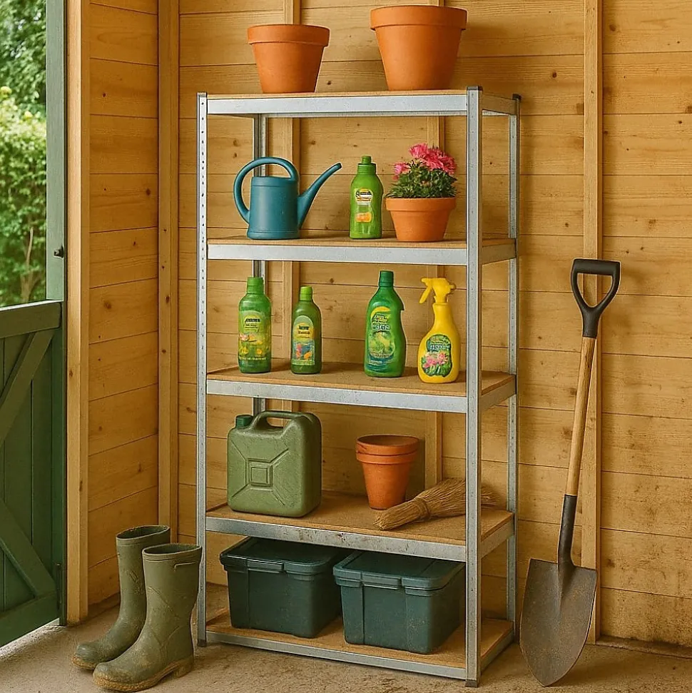 Étagère métal de rangement garage, atelier L.90 x P. 30 x H.180 cm 875 kg avec 5 niveaux