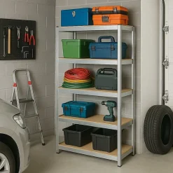 Étagère métal de rangement garage, atelier L.90 x P. 30 x H.180 cm 875 kg avec 5 niveaux