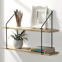 Étagère Murale 2 Niveaux décor Bois L60 cm
