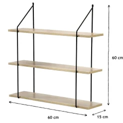 Étagère Murale 3 Niveaux décor Bois L60 cm