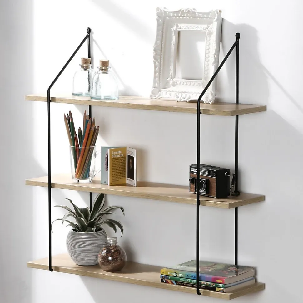 Étagère Murale 3 Niveaux décor Bois L60 cm