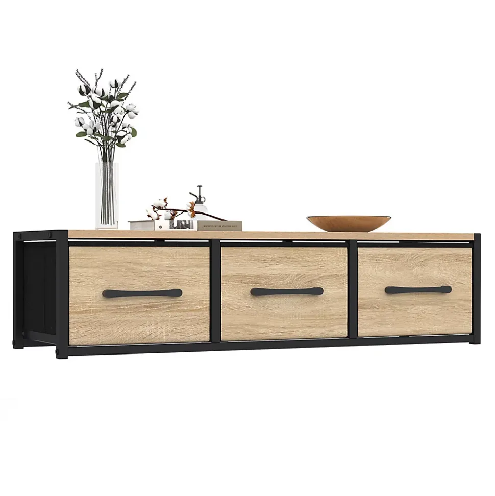 Étagère murale console d'entrée UTAH 3 tiroirs design industriel