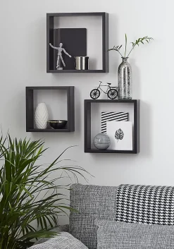 Étagère murale cube modulable Rigga Form, noir vendue par 3 pièces