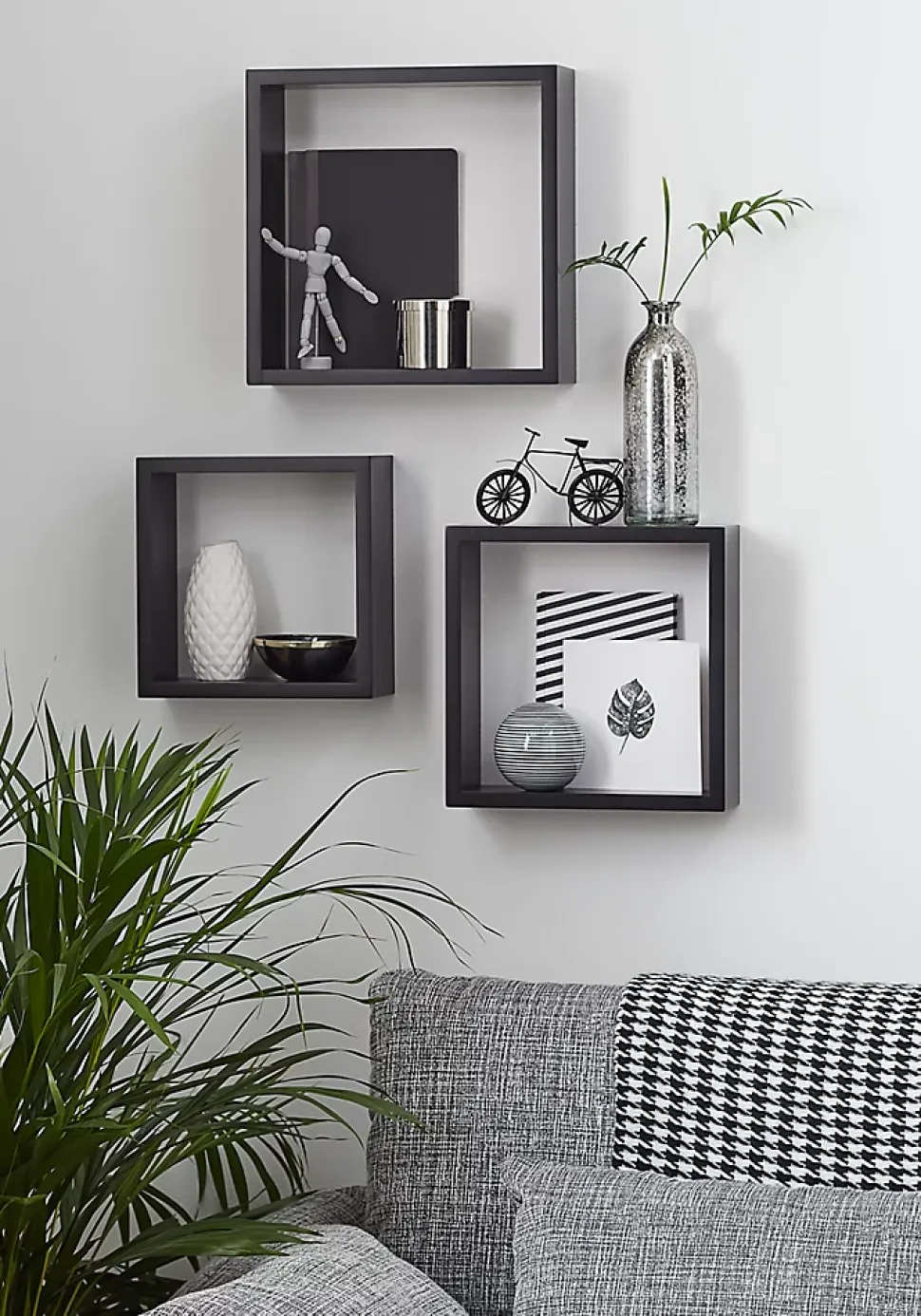 Étagère murale cube modulable Rigga Form, noir vendue par 3 pièces
