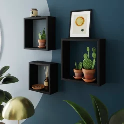 Étagère murale cube modulable Rigga Form, noir vendue par 3 pièces