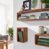 Étagère murale Lot de 3 Bois Massif Étagère en bois Étagère à livres FineBuy