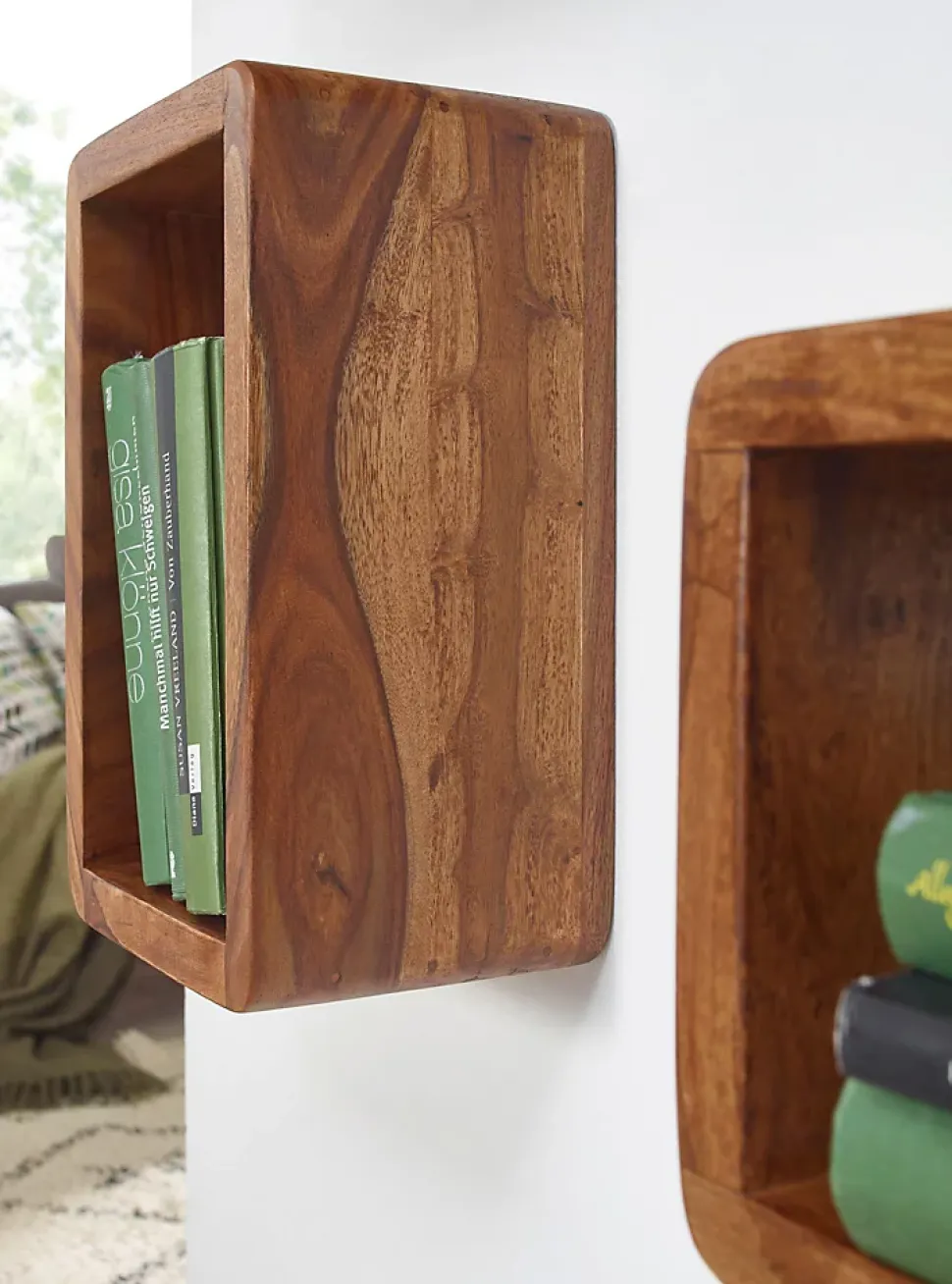 Étagère murale Lot de 3 Bois Massif Étagère en bois Étagère à livres FineBuy