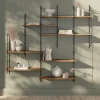 Étagère murale modulable 7 tablettes et 6 échelles effet noyer GoodHome Rigga H. 129 x L. 140 x P. 19 cm