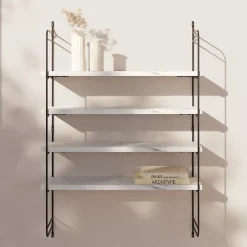 Étagère murale modulable 4 tablettes et 2 échelles effet marbre GoodHome Rigga H. 87 x L. 60 x P. 19 cm