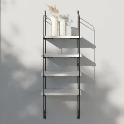 Étagère murale modulable 4 tablettes et 2 échelles effet argenté GoodHome Rigga H. 87 x L. 30 x P. 19 cm