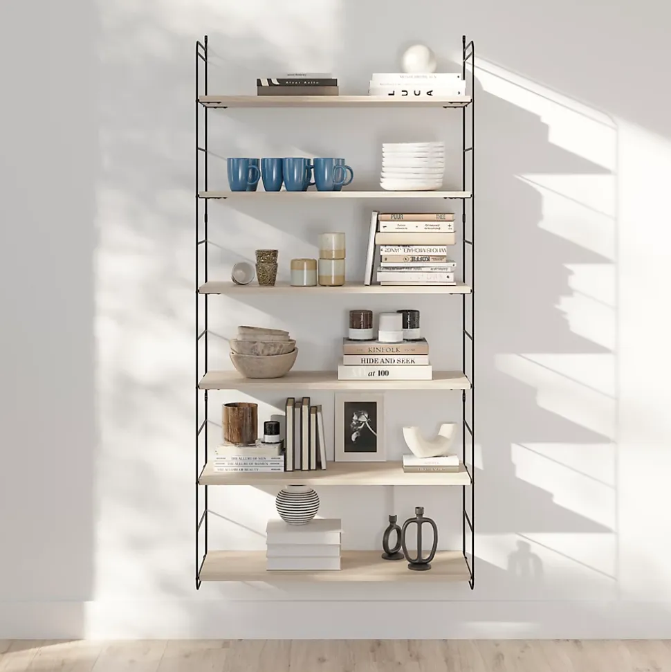 Étagère murale modulable 6 tablettes et 2 échelles effet chêne GoodHome Rigga H. 171,2 x L. 80 x P. 29 cm