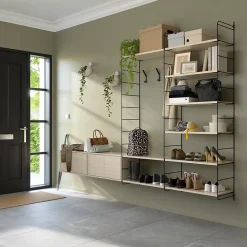 Étagère murale modulable avec 4 portes, 9 tablettes et 3 échelles effet chêne GoodHome Rigga H. 171,2 x L. 240 x P. 29 cm