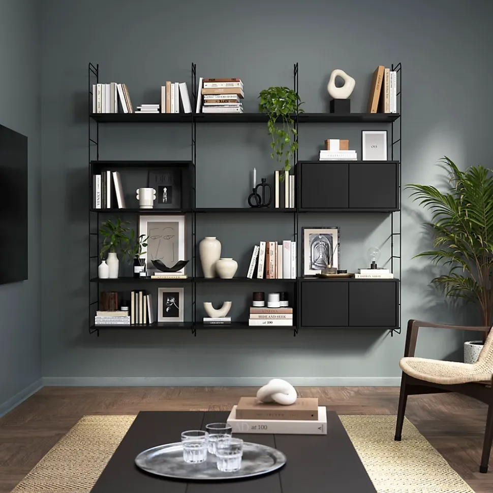Étagère murale rectangulaire avec portes GoodHome Rigga noir L. 60 cm