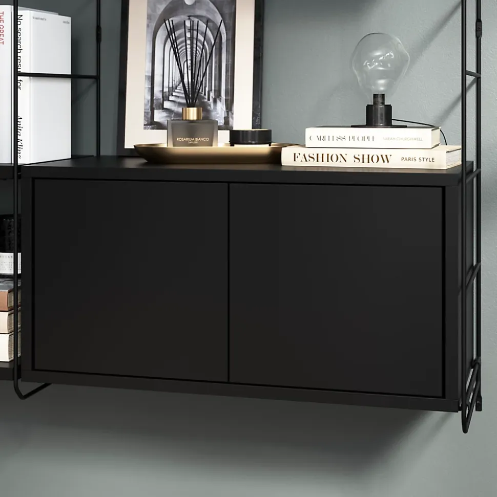 Étagère murale rectangulaire avec portes GoodHome Rigga noir L. 60 cm