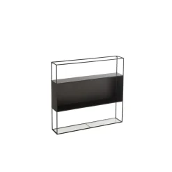 Étagère murale rectangulaire en métal noir et verre - LUCE