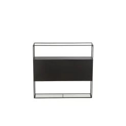 Étagère murale rectangulaire en métal noir et verre - LUCE