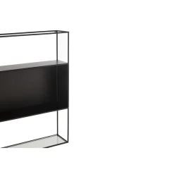 Étagère murale rectangulaire en métal noir et verre - LUCE