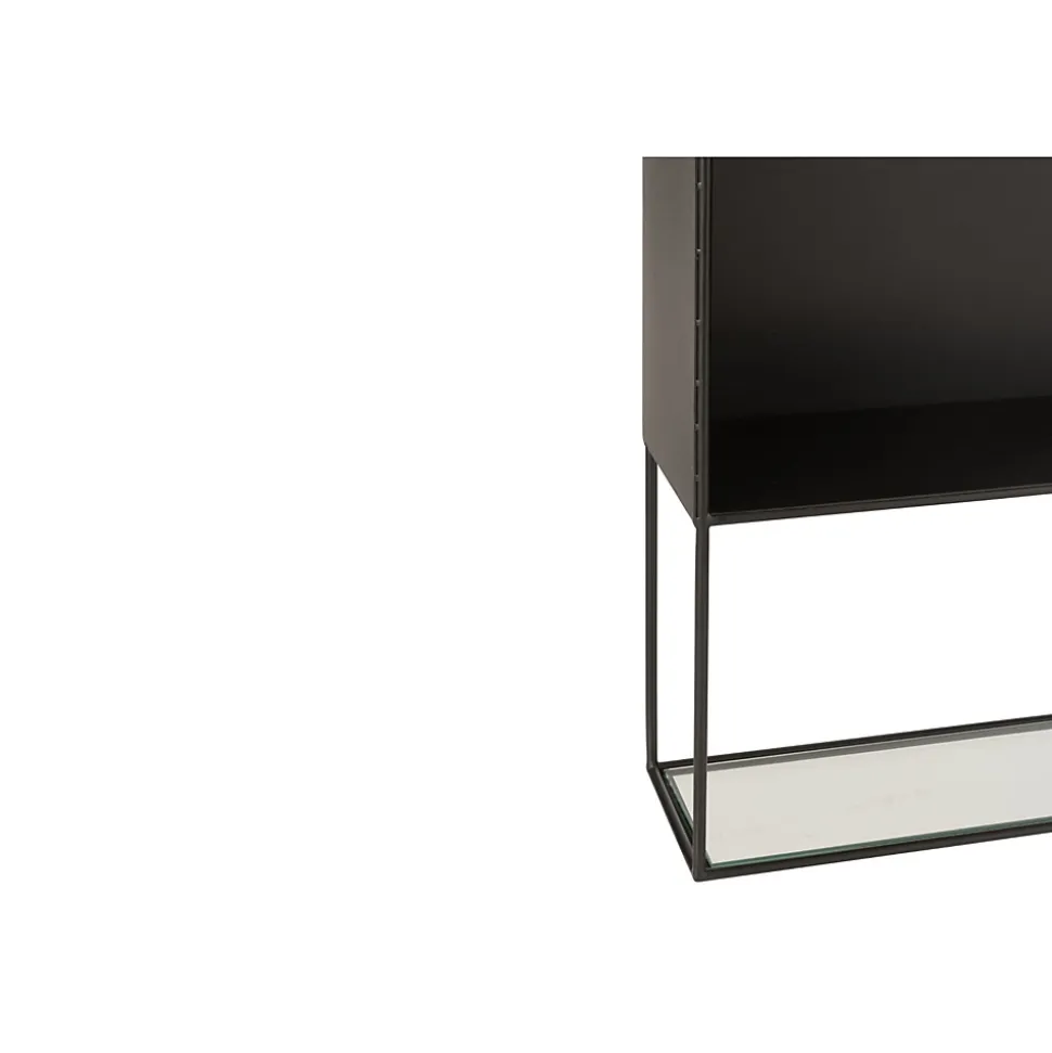 Étagère murale rectangulaire en métal noir et verre - LUCE