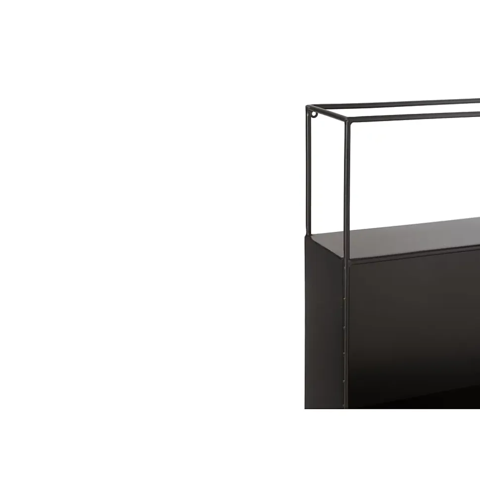 Étagère murale rectangulaire en métal noir et verre - LUCE