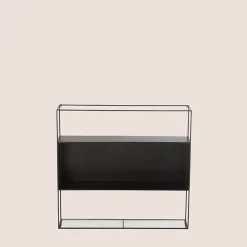 Étagère murale rectangulaire en métal noir et verre - LUCE