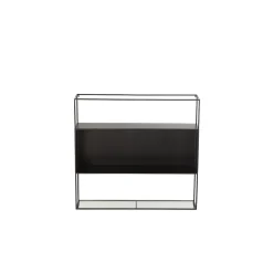 Étagère murale rectangulaire en métal noir et verre - LUCE