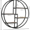 Étagère Murale Ronde, Étagère Suspendue avec 4 étagères en Bois et Métal Design Industriel Décoration Murale pour Salon