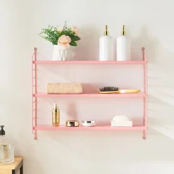 Étagère murale Strängnäs à 3 niveaux modulables 50 x 60 x 15 cm rose en.casa