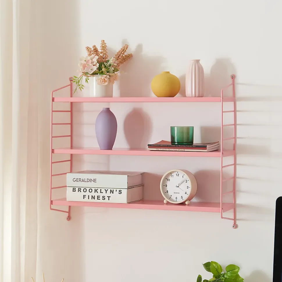 Étagère murale Strängnäs à 3 niveaux modulables 50 x 60 x 15 cm rose en.casa