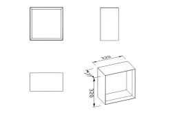Étagère murale suspendue carré design en MDF, résistant à l'humidité, laqué 7 fois - 32x32x17,7cm - ARCTIC 320 - Blanc mat