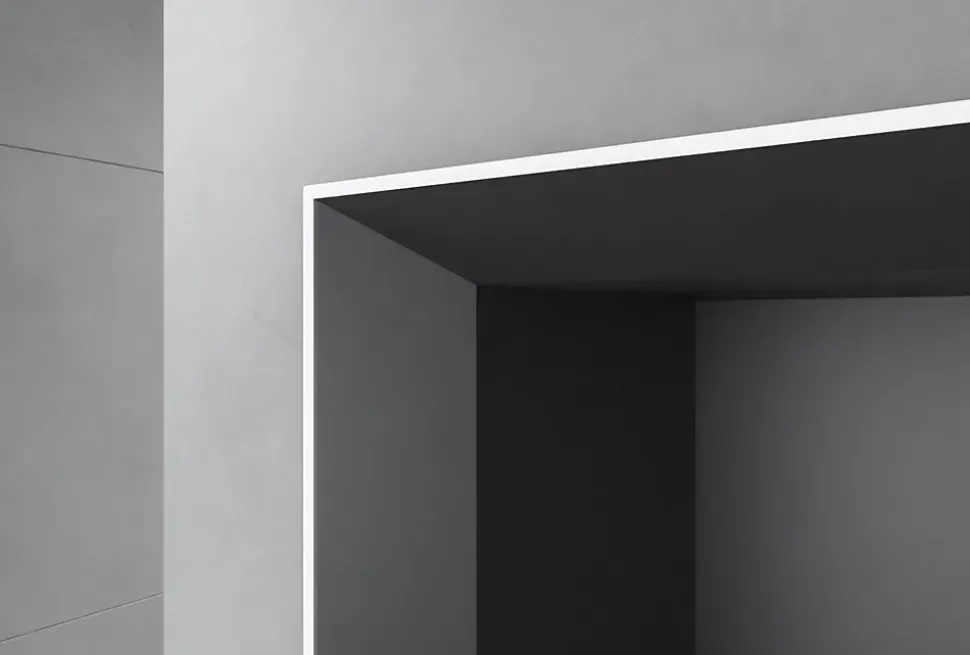 Étagère murale suspendue carré design en MDF, résistant à l'humidité, laqué 7 fois - 32x32x17,7cm - ARCTIC 320 - Blanc mat