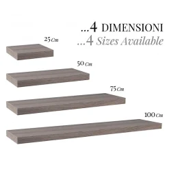 Étagère murale, étagère alvéolée, étagère en bois, étagère murale, noyer gris, 75x23x3,8 cm - Minerva